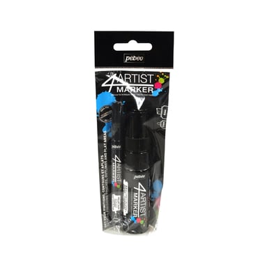 2 marqueurs 4Artist marker Pébéo à pointes 2 et 8 mm - noir