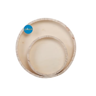 Ensemble de  2 plateaux gigognes ronds en bois Créalia