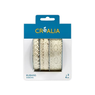 Set de 3 rubans dentelés - 4 m - Créalia