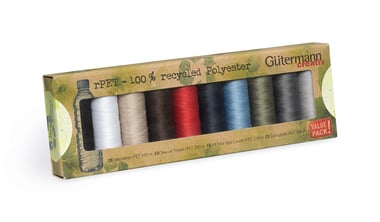 Lot de 10 fils à coudre Gütermann - RPET - Couleurs assorties