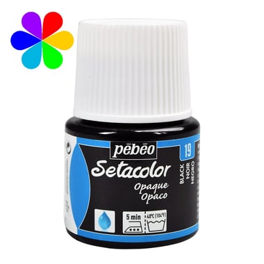 Pot 45 ml peinture tissu Pébéo Setacolor - Noir - Opaque