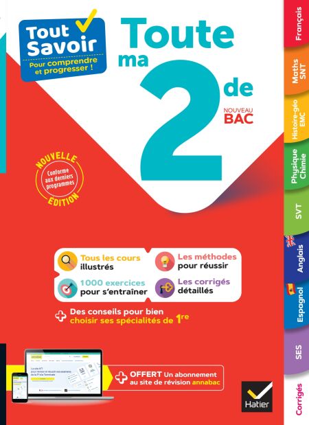 Tout savoir 2de 2026-2027 (toutes les matières) - tout-en-un (cours, méthodes &amp; exos corrigés)