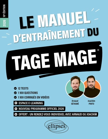 Le Manuel d’Entraînement du TAGE MAGE - 12 tests blancs + 1100 questions + 1100 vidéos