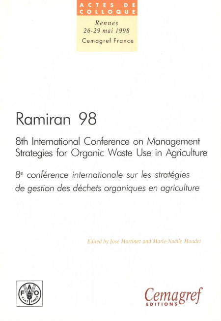 Ramiran 98. Proceedings of the 8th International Conference on Management Strategies for Organic Waste in Agriculture - Vol. 1: Proceedings of the oral presentations
