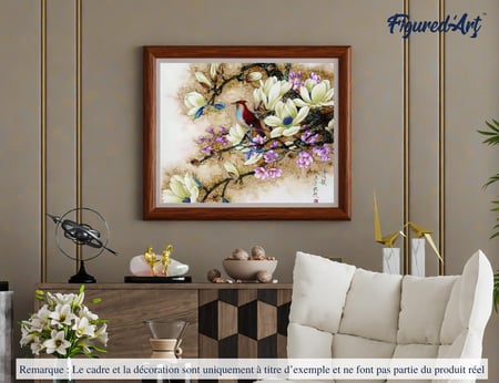 Peinture par Numéro Figured'Art - Magnolias en Fleurs - Kit de Loisir Créatif DIY Numéro d'Art Complet - 40x50cm sans châssis en bois
