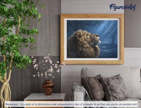 Peinture par Numéro Figured'Art - Lion dans la pénombre - Kit de Loisir Créatif DIY Numéro d'Art Complet - 40x50cm sans châssis en bois