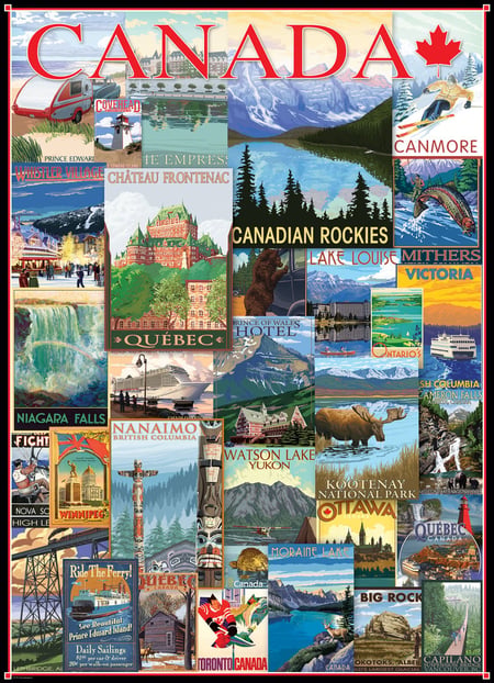 Puzzle 1000 pièces - Travel Canada Classiquetage Posters - Eurographics