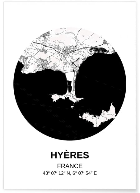 Affiche Carte Hyères | A3 : 29,7x42cm