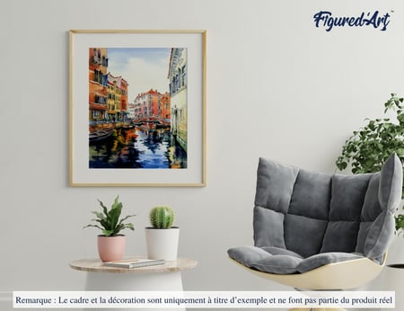 Peinture par Numéro Figured'Art - Aquarelle de Venise - Kit de Loisir Créatif DIY Numéro d'Art Complet - 40x50cm sans châssis en bois