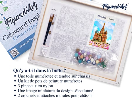 Peinture par Numéro Figured'Art avec Cadre - Cathédrale St Basil - Kit de Loisir Créatif DIY Numéro d'Art Complet - 40x50cm toile tendue sur châssis