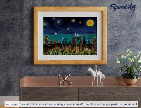 Peinture par Numéro Figured'Art - Nuit étoilée et Animaux de dos - Kit de Loisir Créatif DIY Numéro d'Art Complet - 40x50cm sans châssis en bois