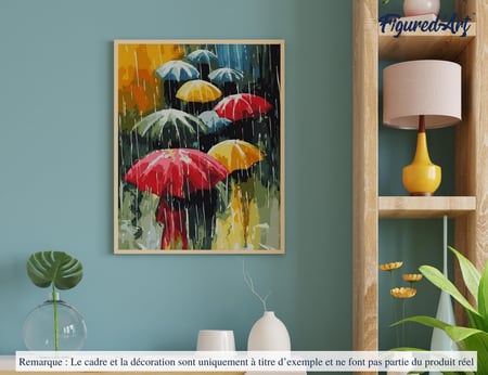 Peinture par Numéro Figured'Art - Farandole de Parapluies - Kit de Loisir Créatif DIY Numéro d'Art Complet - 40x50cm sans châssis en bois