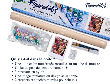 Peinture par Numéro Figured'Art - Visage féminin abstrait - Kit de Loisir Créatif DIY Numéro d'Art Complet - 40x50cm sans châssis en bois