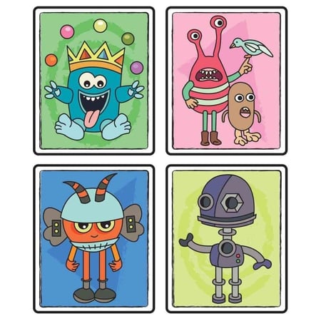 Coloriage magique enfant 11x9 cm Monstres 4 pièces