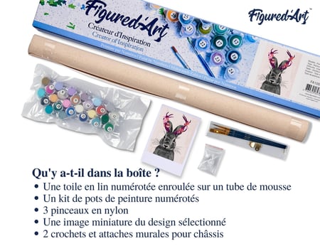 Peinture par Numéro Figured'Art - Joli Lapin - Kit de Loisir Créatif DIY Numéro d'Art Complet - 40x50cm sans châssis en bois