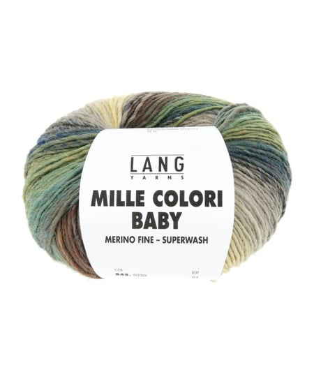 Pelote à tricoter MILLE COLORI BABY – Lang Yarns - 100% laine mérinos extrafine aux mille nuances colorées 0220 - Navy / Baby Yellow / Emerald