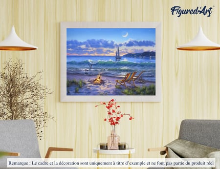 Peinture par Numéro Figured'Art - Vue sur la plage - Kit de Loisir Créatif DIY Numéro d'Art Complet - 40x50cm sans châssis en bois