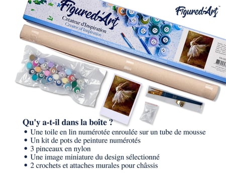 Peinture par Numéro Figured'Art - Ballerine en pointes - Kit de Loisir Créatif DIY Numéro d'Art Complet - 40x50cm sans châssis en bois