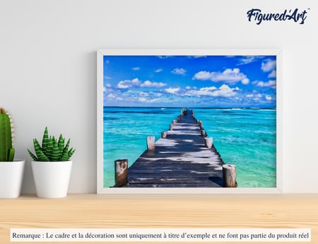 Peinture par Numéro Figured'Art - Ponton sur mer paradisiaque - Kit de Loisir Créatif DIY Numéro d'Art Complet - 40x50cm sans châssis en bois