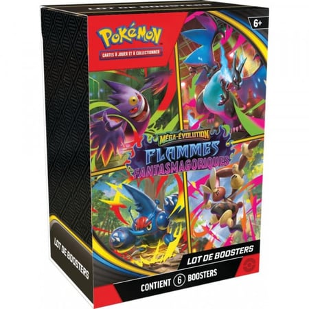 Pokémon - bundle de 6 boosters - me02 méga-Évolution - flammes fantasmagoriques - asmodee - cartes à collectionner française - ASMODEE