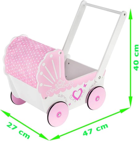 Poussette Pour Poupée Cherish Avec Sac à Langer - Capuche Et Poignée Réglables, Rangement Sous Siège - Pour Poupées Jusqu'à 45 Cm