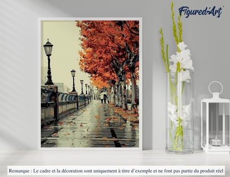 Peinture par Numéro Figured'Art - Promenade sur les Quais en Automne - Kit de Loisir Créatif DIY Numéro d'Art Complet - 40x50cm sans châssis en bois