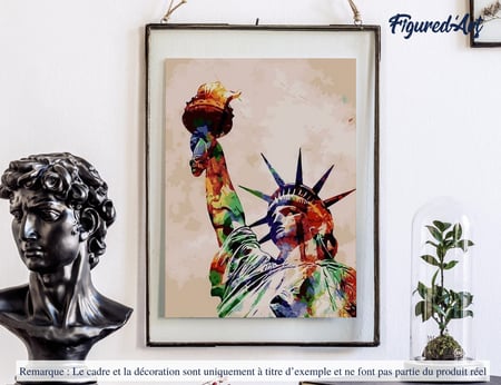 Peinture par Numéro Figured'Art - Statue de la Liberté - Kit de Loisir Créatif DIY Numéro d'Art Complet - 40x50cm sans châssis en bois