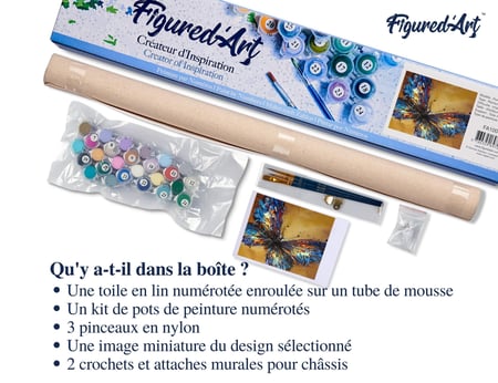Peinture par Numéro Figured'Art - Couleurs de Papillons - Kit de Loisir Créatif DIY Numéro d'Art Complet - 40x50cm sans châssis en bois