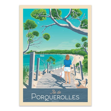 Affiche 30x40 cm - Ile de Porquerolles - Olahoop Travel Posters