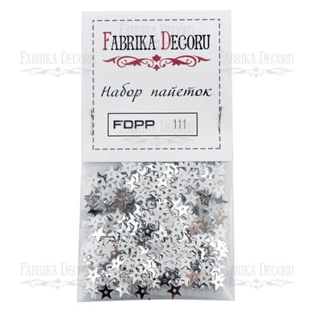 Sequins plats troués embelissements décoration Fabrika Decoru forme étoile 7 mm ARGENT 111