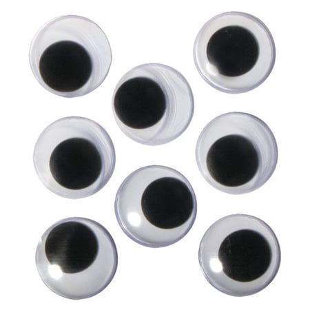 Yeux mobiles plastique autocoll., 20mm ø, 8 pces