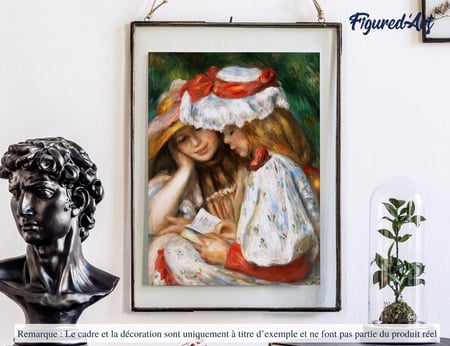 Peinture par Numéro Figured'Art avec Cadre - Jeunes Filles Lisant - Renoir - Kit de Loisir Créatif Numéro d'Art - 40x50cm toile tendue sur châssis