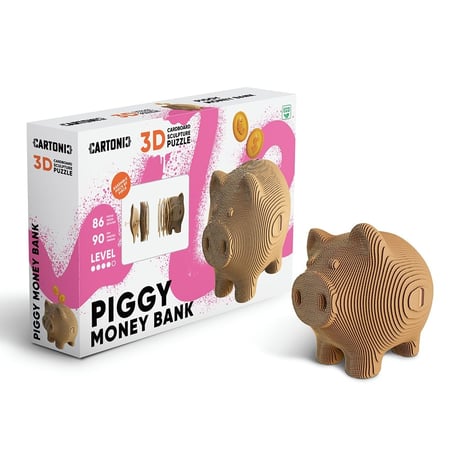 Cartonic® Sculpture-Puzzle 3D carton - Tirelire en cochonnet