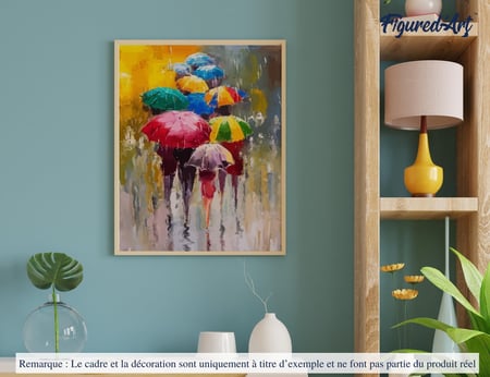 Peinture par Numéro Figured'Art - Farandoles de parapluies 2 - Kit de Loisir Créatif DIY Numéro d'Art Complet - 40x50cm sans châssis en bois