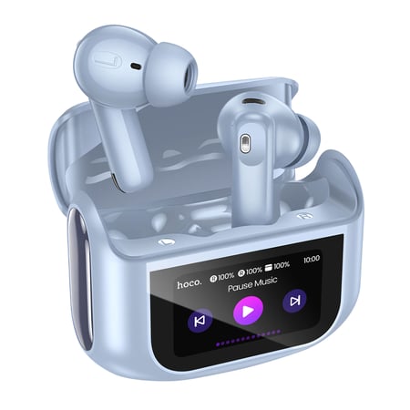 Hoko Écouteurs sans Fil Bluetooth 5.4 ANC / ENC Étui de Charge avec Écran LED Tactile Bleu