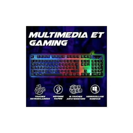 Pack Gaming Clavier Gaming Rétroéclairé Spirit of Gamer Pro-K5 + Souris Gamer As