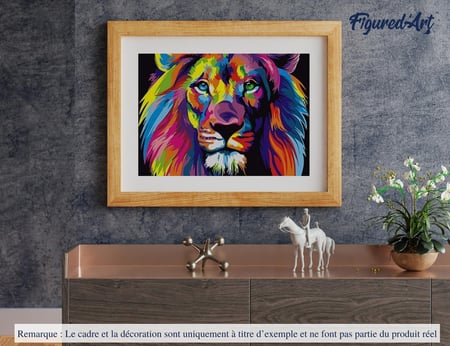 Peinture par Numéro Figured'Art - Lion Pop Art - Kit de Loisir Créatif DIY Numéro d'Art Complet - 40x50cm sans châssis en bois