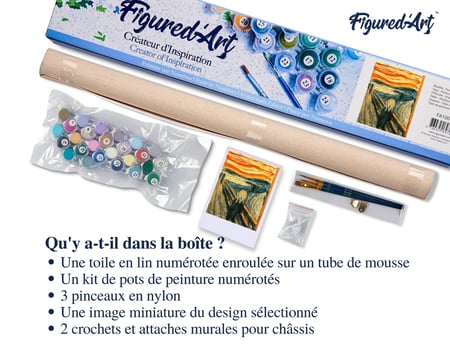 Peinture par Numéro Figured'Art - Le Cri - Kit de Loisir Créatif DIY Numéro d'Art Complet - 40x50cm sans châssis en bois