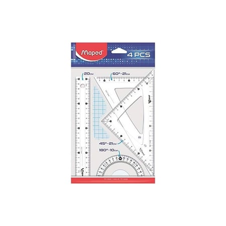 Maped Kit géometrie Medium Start 242, 4 pièces, tranparent