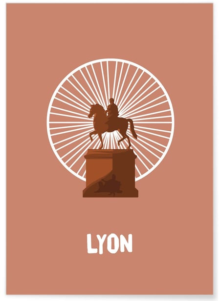 Affiche ville Minimaliste Lyon | A3 : 29,7x42cm