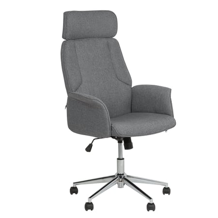 Chaise de Bureau Fauteuil à Roulettes Rembourré et Tapisséen en Tissu Gris avec Structure en Métal Argenté Hauteur Réglable et Style Classique Beliani