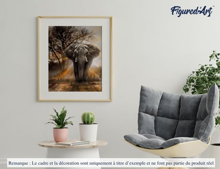 Peinture par Numéro Figured'Art - Eléphant solitaire - Kit de Loisir Créatif DIY Numéro d'Art Complet - 40x50cm sans châssis en bois