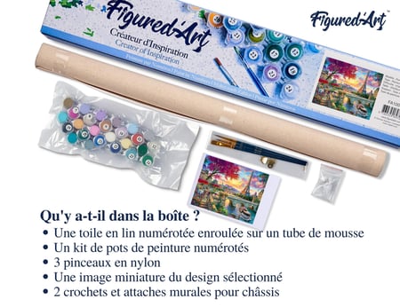 Peinture par Numéro Figured'Art - Diner en bords de seine - Kit de Loisir Créatif DIY Numéro d'Art Complet - 40x50cm sans châssis en bois