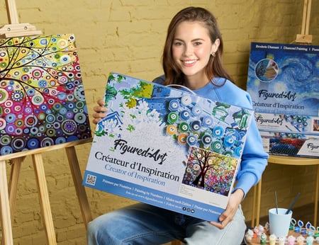 Peinture par Numéro Figured'Art avec Cadre - Vitrail - Kit de Loisir Créatif DIY Numéro d'Art Complet - 40x50cm toile tendue sur châssis