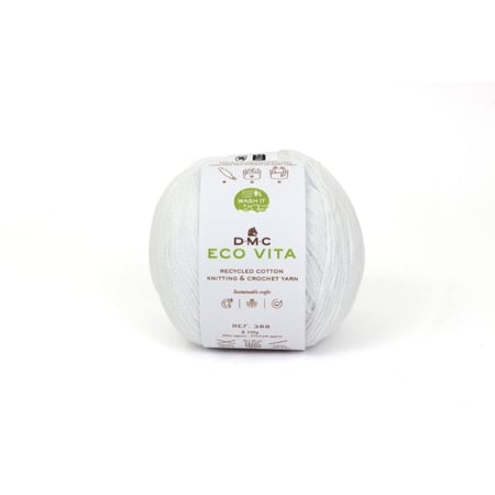 DMC - Fil Coton Recyclé Eco Vita 3mm 100g Tricot et Crochet Col. 001 blanc