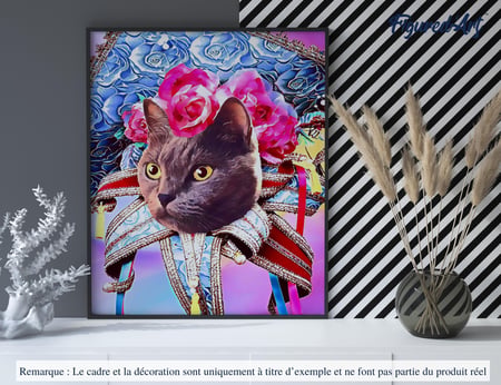 Peinture par Numéro Figured'Art - Chat Mardigras - Kit de Loisir Créatif DIY Numéro d'Art Complet - 40x50cm sans châssis en bois