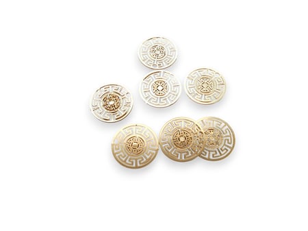 10 Estampes filigranées rondes motif géométrique 13mm doré