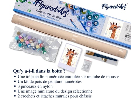 Peinture par Numéro Figured'Art - Girafe souriante - Kit de Loisir Créatif DIY Numéro d'Art Complet - 40x50cm sans châssis en bois