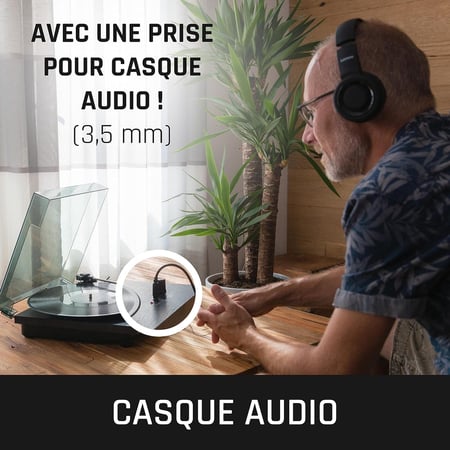 Platine vinyle 33 et 45 tours haut parleur intégrés Lenco LS10 noir