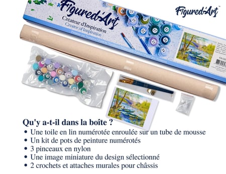 Peinture par Numéro Figured'Art - La pêche au Printemps Pont de Clichy - Van Gogh - Kit de Loisir Créatif Numéro d'Art - 40x50cm sans châssis en bois